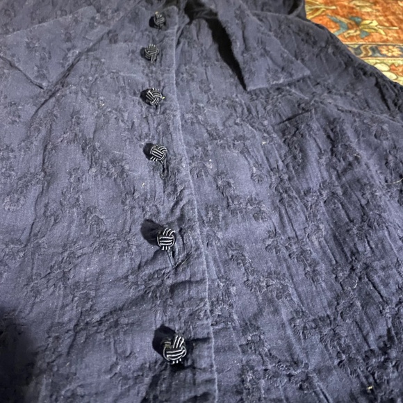 Dark Navy Isaac Mizrahi Embroidered Cotton Dress - Picture 2 of 6